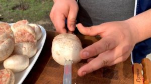 ШАМПИНЬОНЫ на Мангале. Фаршированные ГРИБЫ Лучший рецепт!!! ENG SUB