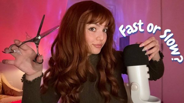 ASMR Fast Aggressive Haircut Roleplay ( Mouth Sounds, Fluffy Cover, Personal Attention )