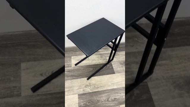 Стол прикроватный Loft со столешницей цвета антрацит из массива сосны и черными ножками из металла