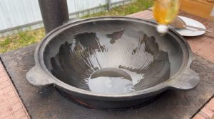 Обжиг Нового КАЗАНА. Правильная Обработка казана и уход за ним.