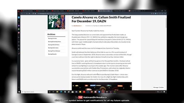 🥊 CANELO ALVAREZ VS CALLUM SMITH - DECEMBER 19TH ON DAZN!!! 🥊 смотреть онлайн