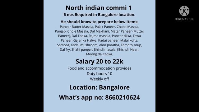 Hiring restaurant North indian commi 1 in bangalore location/#restaurantjob #restaurant смотреть онлайн