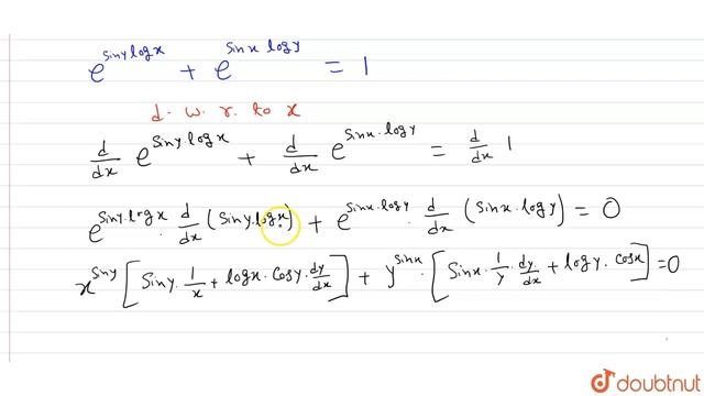 Find `(dy)/(dx)` when : `x^(sin y)+y^(sinx)=1` смотреть онлайн