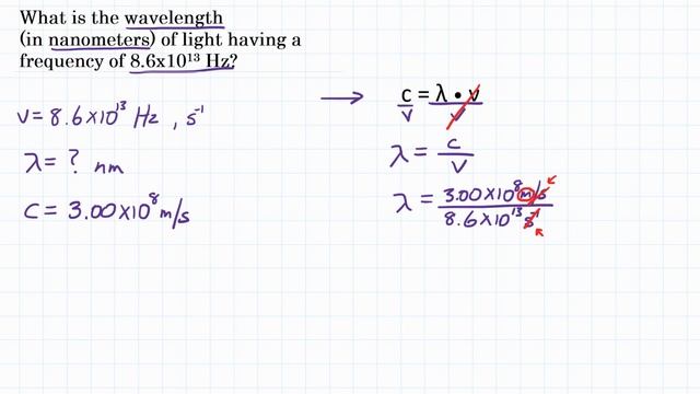 What wavelength in nanometers has a frequency of 8.6x10^13 Hz? - Frequency to Wavelength Practice смотреть онлайн
