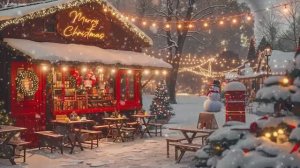 Warm Winter Nights ~ Holiday Jazz Café Music ❄️Snowy Town Streets & Relaxing Christmas Vibe (1)
