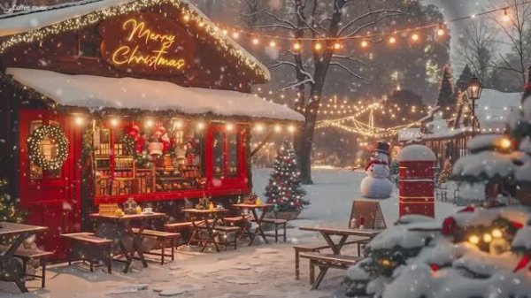 Warm Winter Nights ~ Holiday Jazz Café Music ❄️Snowy Town Streets & Relaxing Christmas Vibe (1)