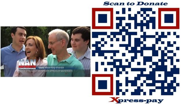Xpress-pay QR code in sample Hayworth TV fundraising ad смотреть онлайн