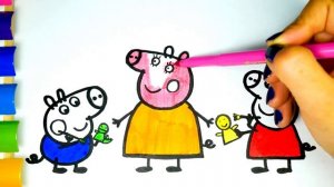 Свинка Пеппа и Джордж с Мамой Раскраска - Peppa Pig and George with Mom Coloring Book