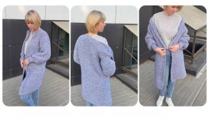 Простой и удобный кардиган регланом сверху, из толстой пряжи. ЧАСТЬ 2