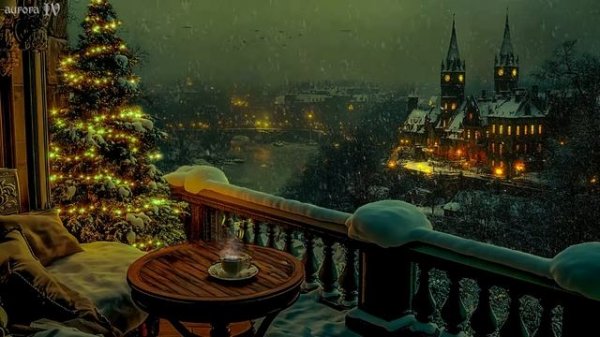 Cozy Winter Balcony - Enchanting Snowy with Dark Academia Winter - Sad Piano for Relaxation,Studying