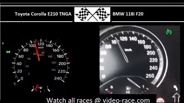 Toyota Corolla E210 TNGA VS. BMW 118i F20 - Acceleration 0-100km/h смотреть онлайн