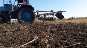 Дискатор Бомет... Работа дискатора по подсолнуху....