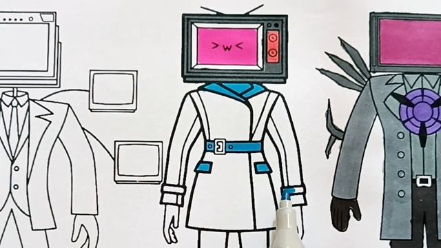 HOW TO COLOR TITAN TV MAN & TITAN TV WOMAN / SKIBIDI TOILET / Coloring Pages смотреть онлайн