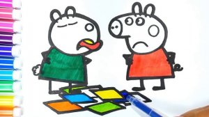Coloring Peppa Pig and Suzy | Learn colors in Russian | Coloring Pages