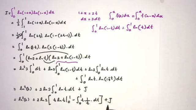 Integral of ln(1+x)ln(1-x) from 0 to 1 смотреть онлайн