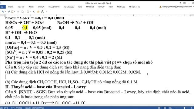11 - Bài tập điện li, acid-base theo Bronsted-Lowry (chương trình mới) - 6.10 смотреть онлайн