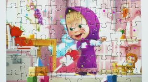 Маша балуется и убирается - собираем пазл для детей Маша и Медведь  Masha and the Bear puzzles