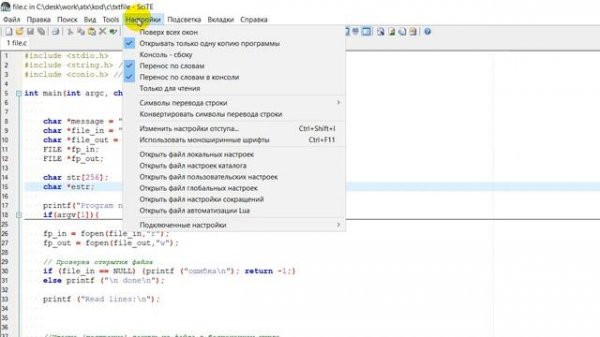 SciTE with Tiny C Compiler