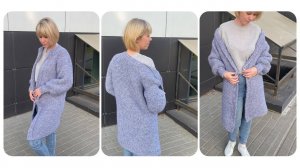 Простой и удобный кардиган регланом сверху, из толстой пряжи. ЧАСТЬ 1