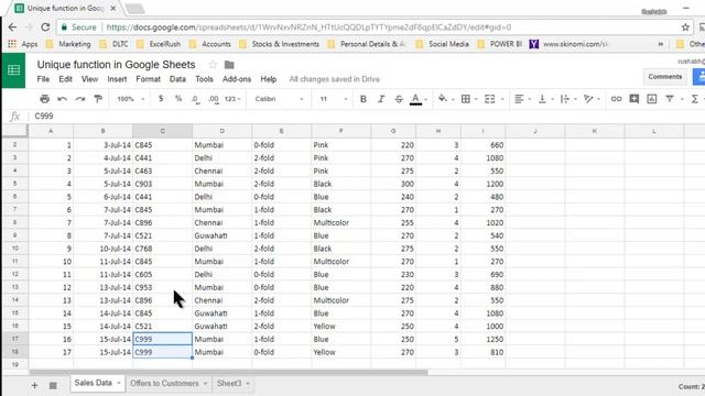 How to Remove duplicates using Unique function in Google Sheets смотреть онлайн