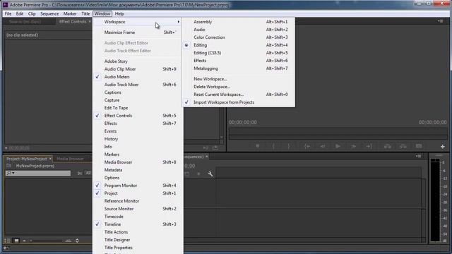 Adobe Premiere Pro урок 02 Создание проекта и разбор рабочего пространства видео уроки Premiere Pro