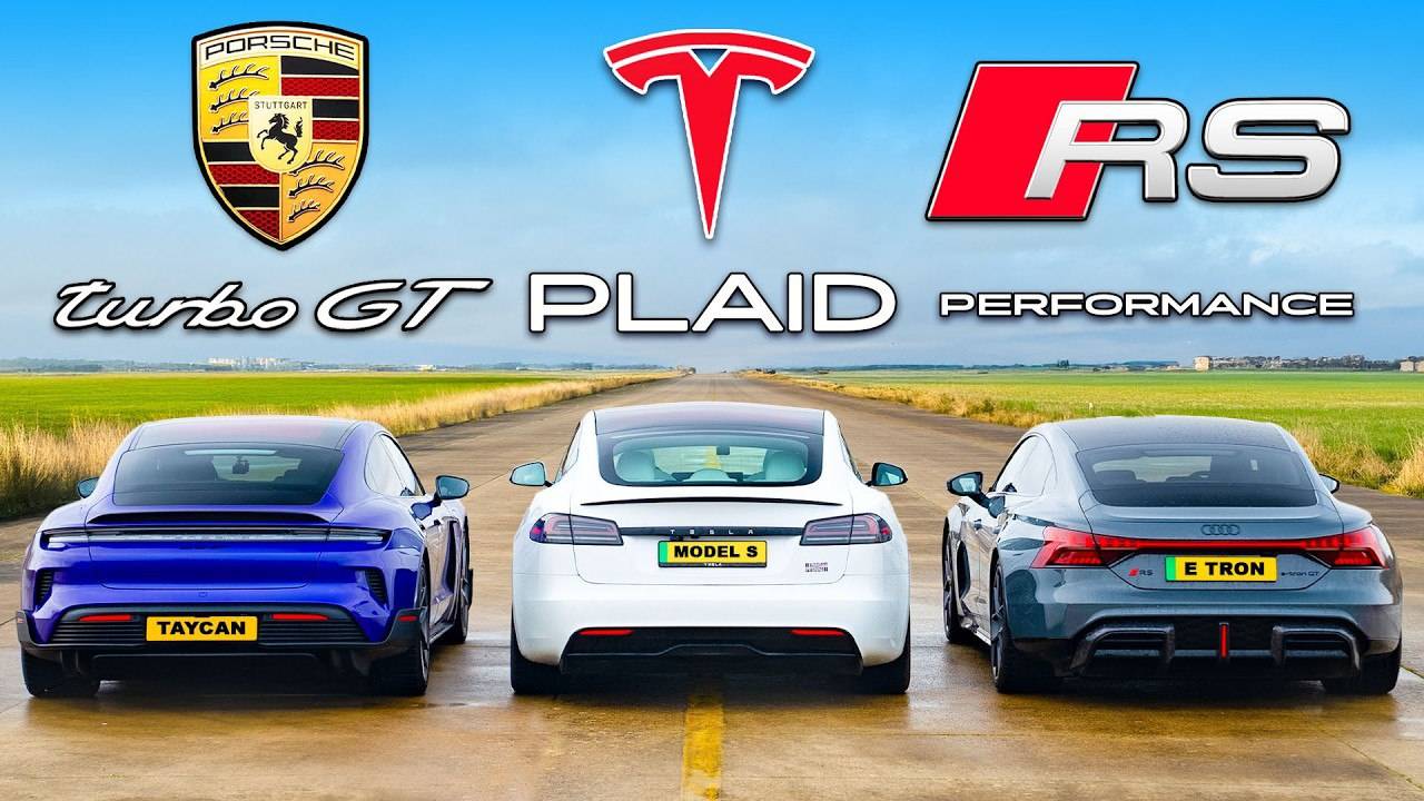 Кто победит в заезде: Porsche Taycan Turbo GT или Tesla или же Audi RS GT? смотреть онлайн