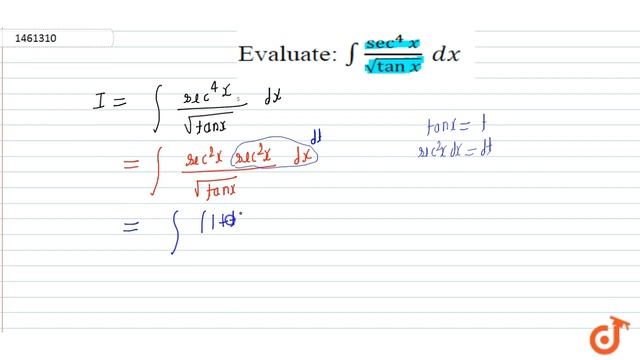 Evaluate: `int(sec^4x)/(sqrt(tanx))\\ dx` смотреть онлайн