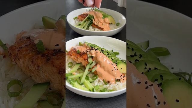 Salmon Bowl with Avocado and Sauce #salmon #healthy #food #rice смотреть онлайн