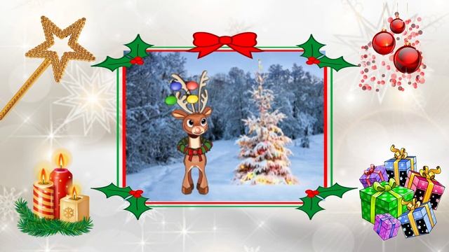 Merry Christmas and a Happy New Year. Christmas greeting card with funny talking deer. смотреть онлайн