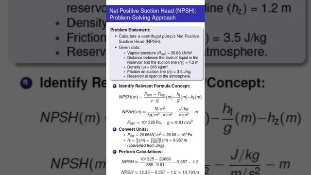 Net Positive Suction Head (NPSH) Numerical #fluidmechanics #npsh #chemicalengineering смотреть онлайн