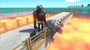 Mutant Primates vs Shadow Itself on Small Lava Bridge - Animal Revolt Battle Simulator