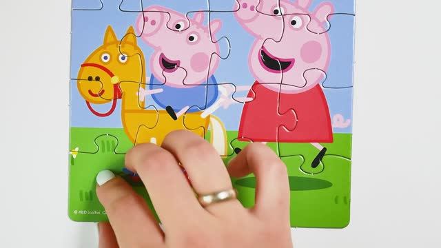 Свинка Пеппа и Джордж на лошадке - собираем пазлы для детей. Peppa Pig Puzzles смотреть онлайн
