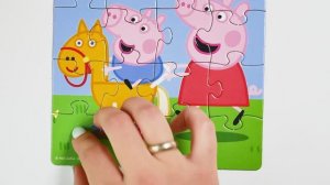 Свинка Пеппа и Джордж на лошадке - собираем пазлы для детей. Peppa Pig Puzzles