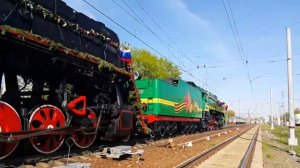 П36-0120 и ЛВ-0182 с Поездом Победы на станции Кунцево