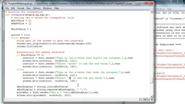 Python - Pygame Lesson: Graphing and Calculating Area Under Curve part 3