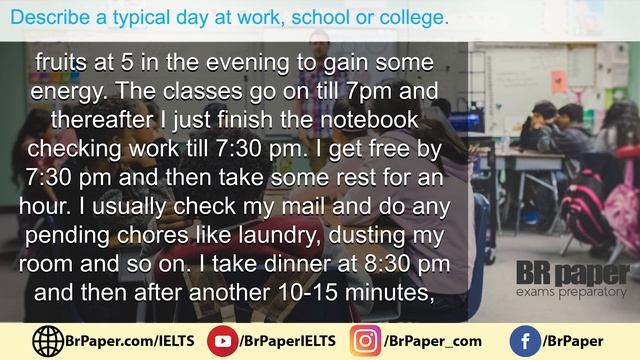 Describe a typical day at work, school or college | IELTS Speaking Cue Card 2020 | Brpaper смотреть онлайн