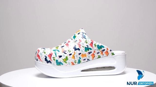 Renkli Dinozorlar Desenli Kapalı Airmax Bayan Sabo Terlik 900