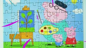 Пеппа, Джордж и папа Свин рисуют - собираем пазлы с героями мультика Свинка Пеппа. Peppa Pig Puzzle