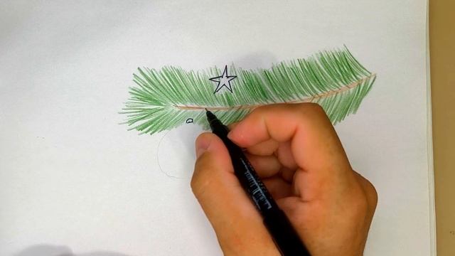 Рисунок. Еловая веточка. смотреть онлайн