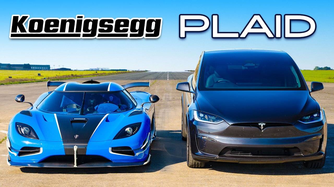 Кто победит в заезде: Koenigsegg или же Model X Plaid? смотреть онлайн