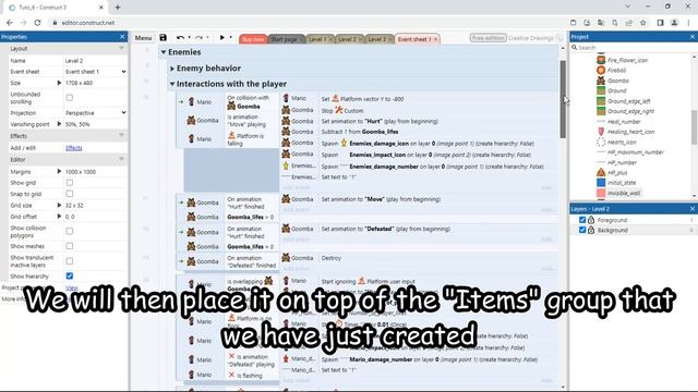 How to make a 2D platform game like Mario on Construct 3 - Tuto #6 Throw projectiles смотреть онлайн