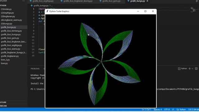черепаха питон Бунга делаем цветы с черепахой питон  Membuat Bunga Dengan Python #tutorial