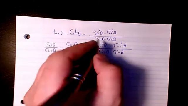 How to Verify Trigonometric Identities, tanx-cotx=(Sin^2x-Cos^2x)/SinxCosx (Trigonometry) смотреть онлайн