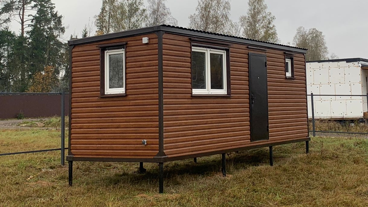 Дачный домик Люкс вагончик бытовка блок контейнер металлический 7 метровый Дуб 3 D смотреть онлайн