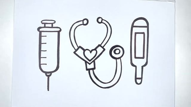 Дәрігерлердің суретін салу және бояу. Балаларға арналған. Тік және термометр. смотреть онлайн