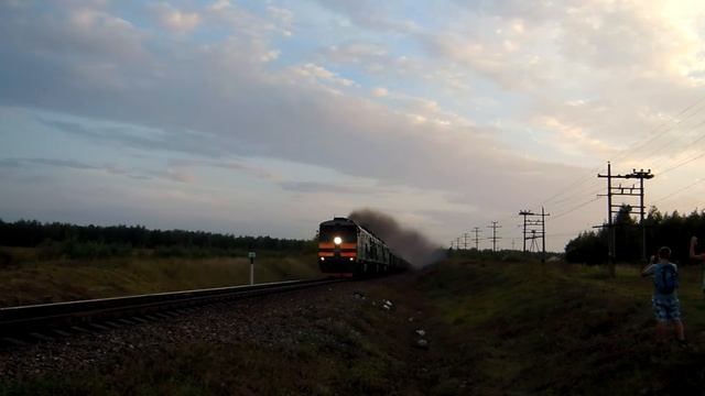 3ТЭ10МК-2722 с грузовым поездом на перегоне Паньково - Лужки-Орловские