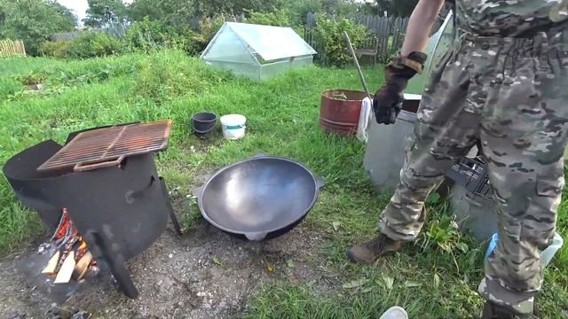 Как правильно обжечь казан 50 литров правильно.