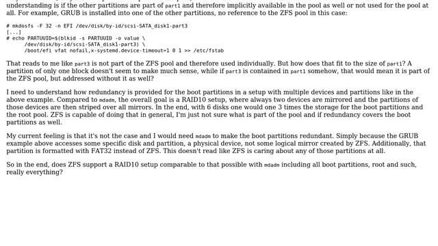 Does ZFS on Linux support spanning boot partitions over multiple devices? смотреть онлайн