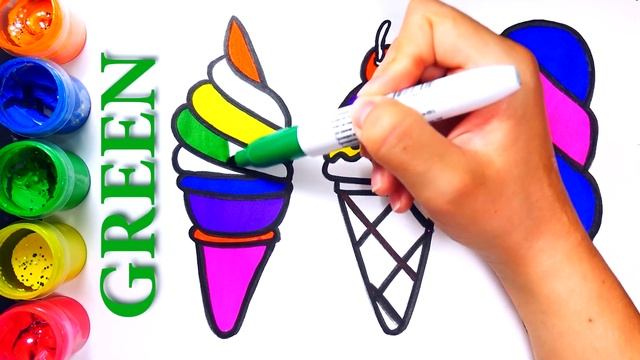 Ensine seu filho a colorir | Ensinando uma criança a desenhar um sorvete de arco íris смотреть онлайн