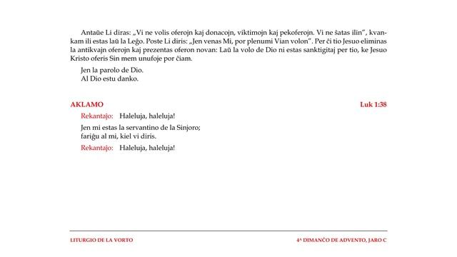 La Liturgio de la Vorto — 4a Dimanĉo de Advento, jaro C — 19.12.2021 смотреть онлайн